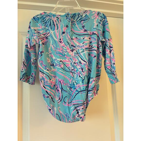 Lilly Pulitzer Blue and Pink Cotton Bodysuit Bubble 18-24 months GUC - Picture 2 of 4